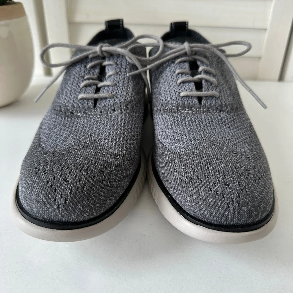 Cole Haan ZeroGrand Gray‎ Stitchlite Wingtip Knit Oxford Dress Shoes Men Size 8M
